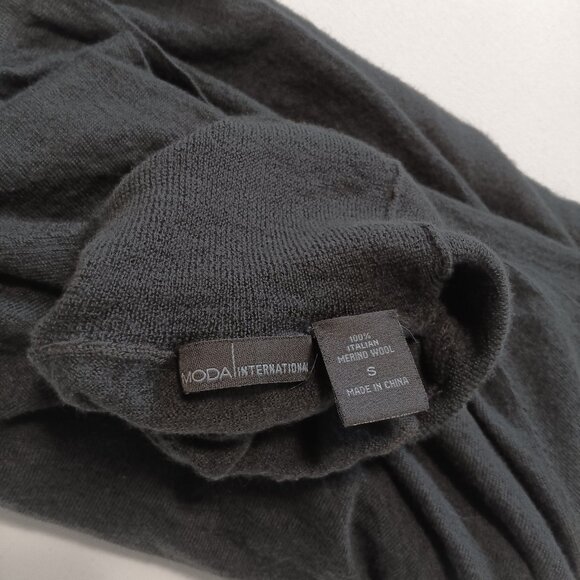 Moda International Black Merino Wool Ruched Turtleneck Sweater Dress Size Small - Picture 8 of 8